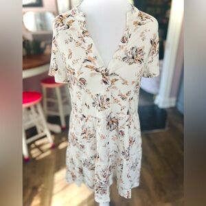 Wonderly Cream Dress Featuring Peach Floral Print